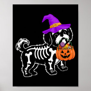 Shih Tzu Hund Halloween Soky Skeleton Trick eller Poster