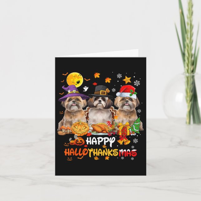 Shih Tzu Hund Happy halloween Thanksgiving Merry C Kort (Framsida)