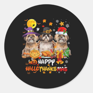 Shih Tzu Hund Happy halloween Thanksgiving Merry C Runt Klistermärke