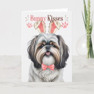 Shih Tzu Hund i Bunny Öron för Påsk Helgkort