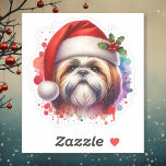 Shih Tzu Hund i jultomten Klistermärken<br><div class="desc">Om du vill ha en söt juldekalk,  så kör du här! Cute Vattencolor stil ai art Shih Tzu i Santa Hat.</div>