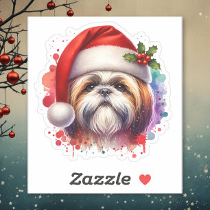 Shih Tzu Hund i jultomten Klistermärken