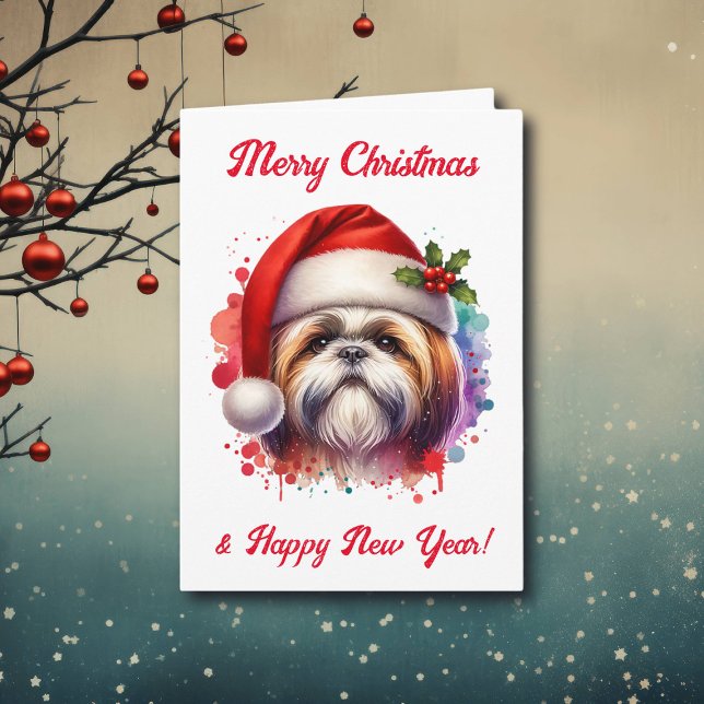 Shih Tzu Hund i jultomten Kort (Skapare uppladdad)