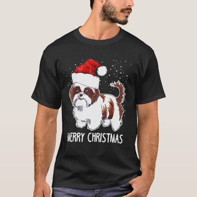 Shih Tzu Hund jul Cute T Shirt (Framsida)