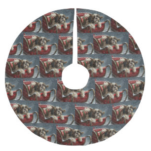 Shih Tzu Hund Jul Festiv Julgransmatta Borstad Polyester