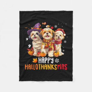 Shih tzu hund jul glad hallothankmas fleecefilt