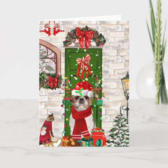 Shih Tzu Hund jul Kort (Framsida)