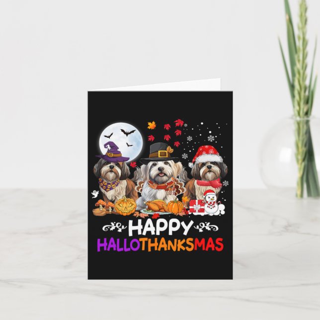 Shih Tzu Hund jul Lycklig Hallothankmas Thanksg Kort (Framsida)