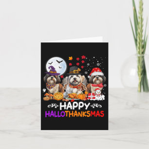 Shih Tzu Hund jul Lycklig Hallothankmas Thanksg Kort