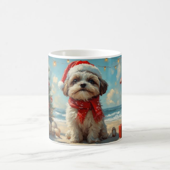 Shih Tzu Hund Jul Vintage Strand Kaffemugg (Center)