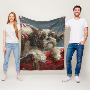 Shih Tzu Hund julafton Fleecefilt