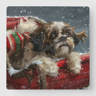 Shih Tzu Hund julafton Fyrkantig Klocka
