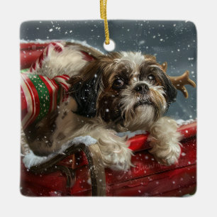 Shih Tzu Hund julafton Julgransprydnad Keramik