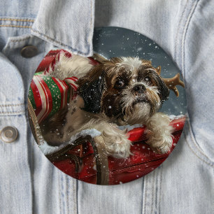 Shih Tzu Hund julafton Knapp
