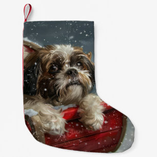 Shih Tzu Hund julafton Liten Julstrumpa