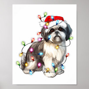Shih Tzu Hund Julbelysning Xmas Söt Poster
