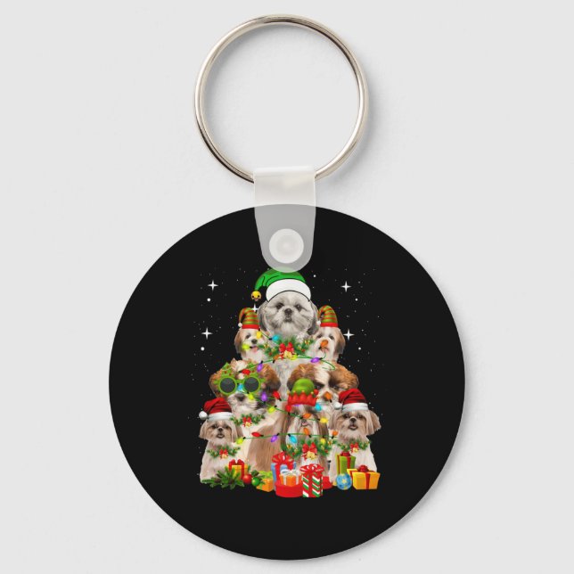 Shih Tzu Hund Julgran Nyckelring (Framsida)
