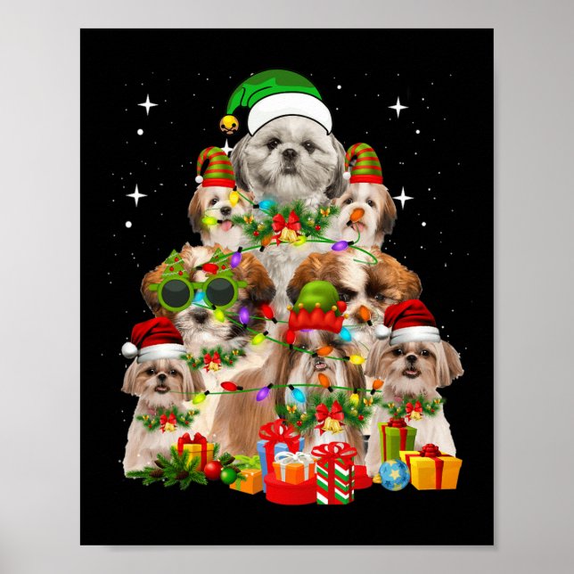 Shih Tzu Hund Julgran Poster (Framsidan)