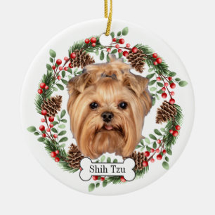 Shih Tzu hund Julgransprydnad Keramik