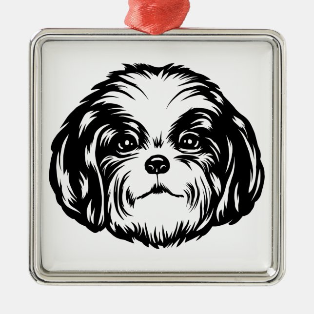 Shih Tzu Hund Julgransprydnad Metall (Framsidan)