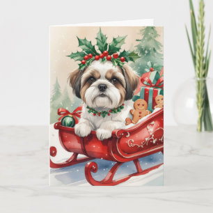 Shih Tzu-Hund julhälsningskort Kort