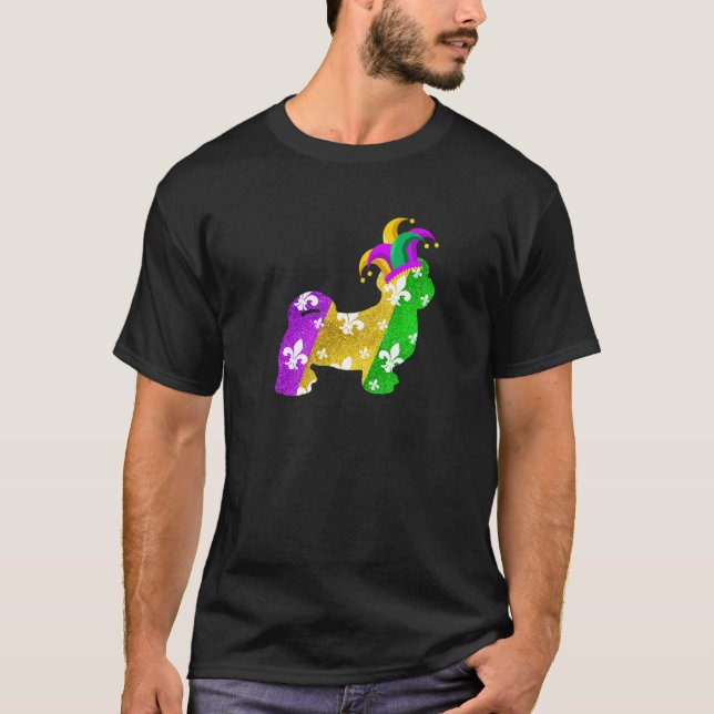 Shih Tzu Hund Mardi Gras Carnivals Funny Puppy Kär T Shirt (Framsida)