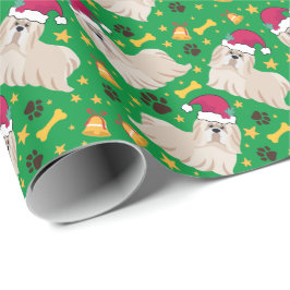 Shih Tzu Hund med jultomten jul Presentpapper