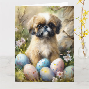 Shih Tzu-Hund med Påskägg Helgdag Kort
