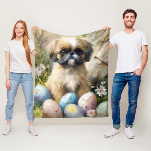 Shih Tzu Hund med påskägg Semester Fleecefilt