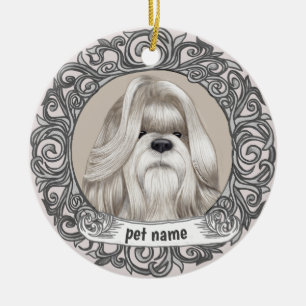 Shih Tzu Hund Minnes smycke Julgransprydnad Keramik