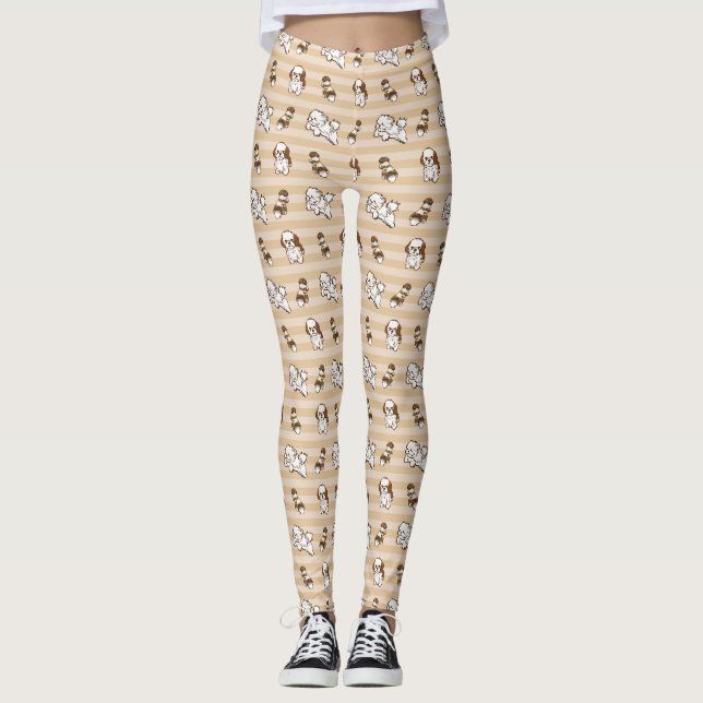 shih tzu hund mönster leggings (Framsida)