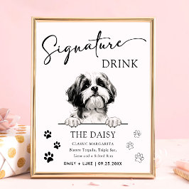 Shih Tzu Hund Namnteckning Drink-tecken Poster