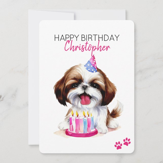 Shih Tzu Hund Personlig Grattis på födelsedagen Fl Kort (Framsida)