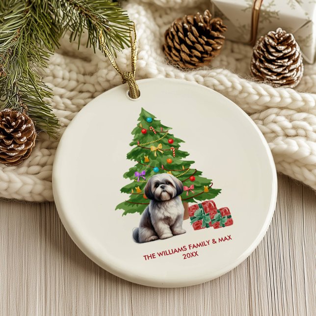 Shih Tzu Hund Personlig jul Julgransprydnad Keramik (Skapare uppladdad)