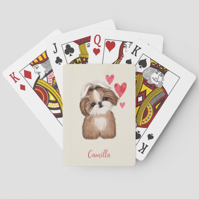 Shih Tzu Hund Personlig Pet Namn Casinokort (Baksidan)
