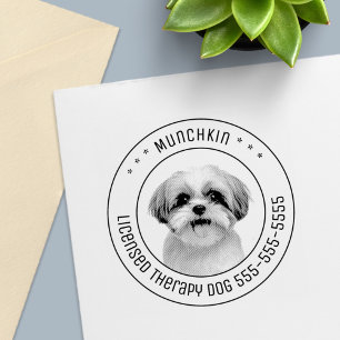 Shih Tzu Hund Pet Photo Round Självfärgande Stämpel
