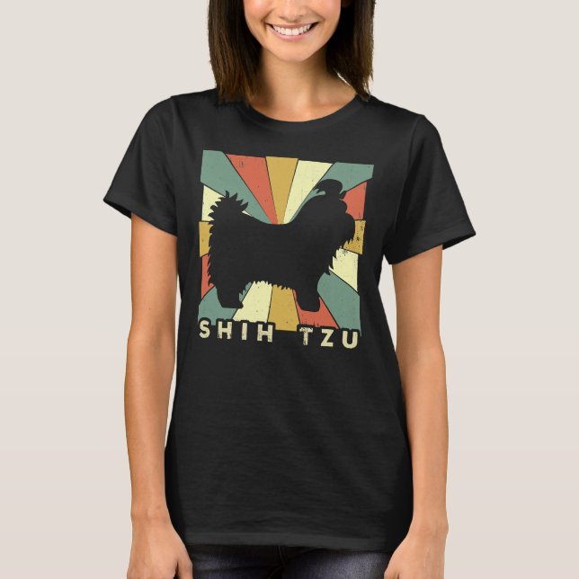 Shih Tzu Hund Retro-Vintage T Shirt (Framsida)