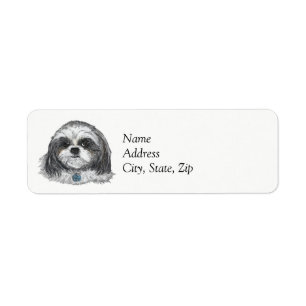 Shih Tzu Hund Returadress Etikett