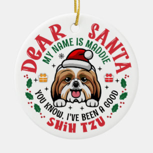 Shih Tzu Hund Santa Personlig Julgran Julgransprydnad Keramik