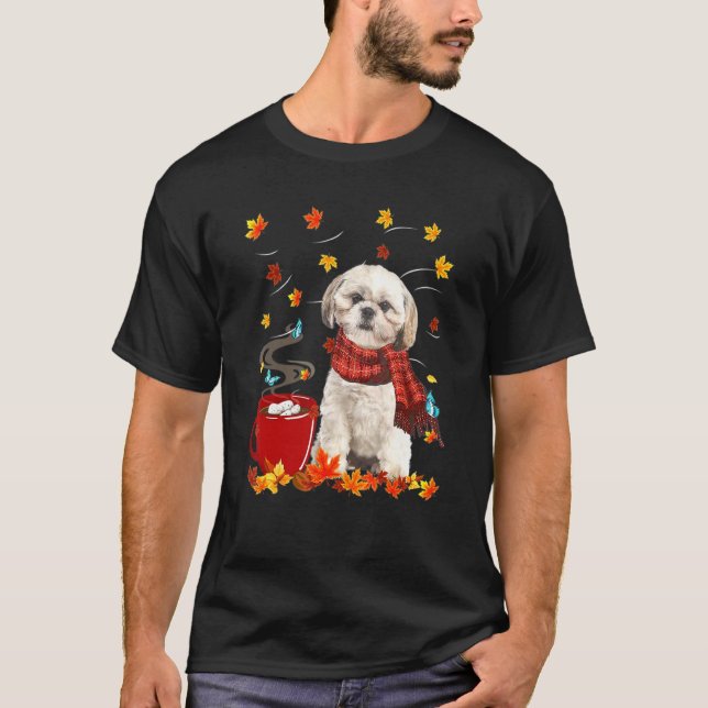 Shih Tzu Hund Scharf Höst Choklad Höst T Shirt (Framsida)