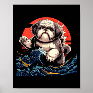 Shih tzu hund shihtzu hund japansk konst shitzhu r poster