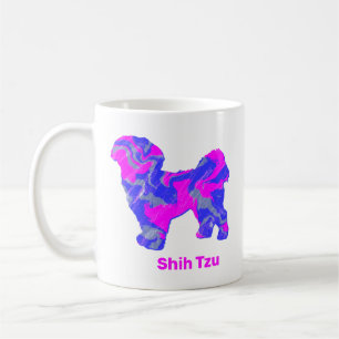 Shih Tzu Hund Silhouette Crazy Shock rosa Kaffemugg