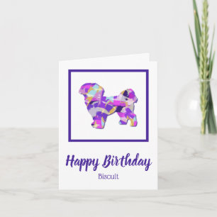 Shih Tzu Hund Silhouette Cute Lila PY&B Birthday Kort