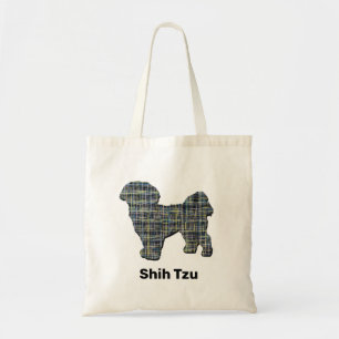 Shih Tzu Hund Silhouette Gult & Black Grid Linjer Tygkasse