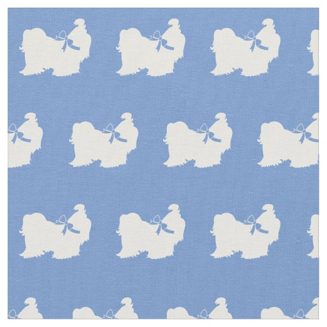 Shih Tzu Hund Silhouette Pet Light Blue Tyg (Närbild)