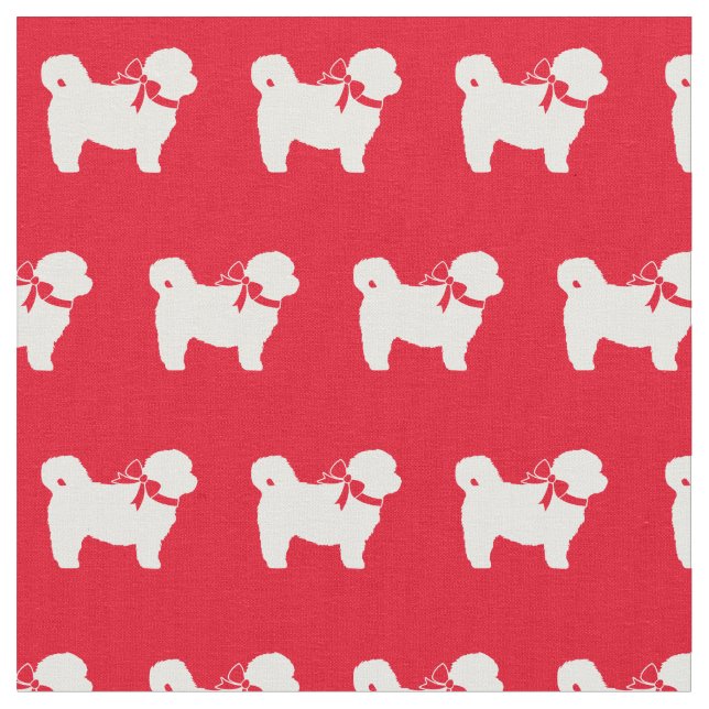 Shih Tzu Hund Silhouette Pet Red Tyg (Närbild)