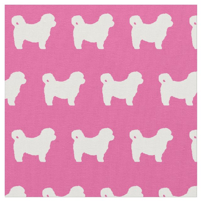 Shih Tzu Hund Silhouette Pet Rosa Tyg (Närbild)