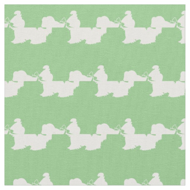 Shih Tzu Hund Silhouette Pet Sage Grönt Tyg (Närbild)
