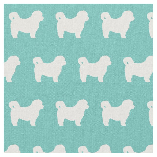 Shih Tzu Hund Silhouette Pet Teal Tyg (Närbild)