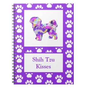 Shih Tzu Hund Silhouette Tass Cute Lila PY&B Anteckningsbok
